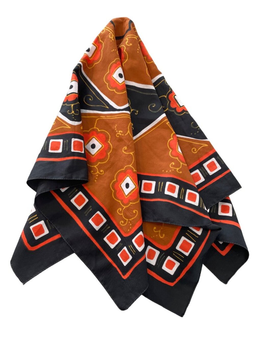 Vintage Trevi Square Scarf One Size Fabric Lightweight Geometric Print Bohemian